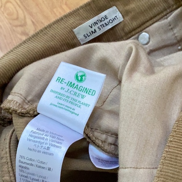 J. Crew Tan Corduroy Trousers 32 Petite Vintage Slim Straight - Picture 6 of 6